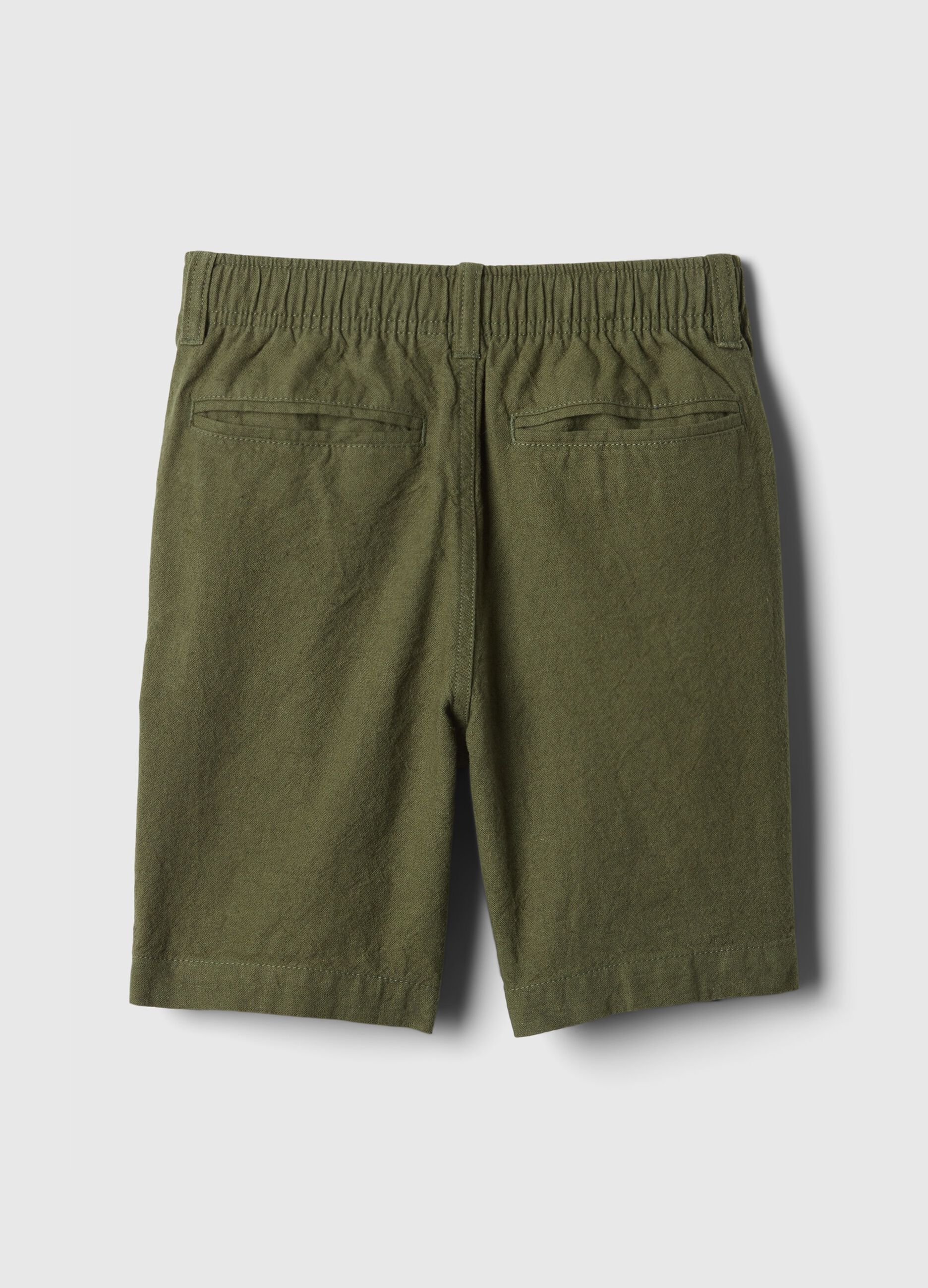 Linen and viscose Bermuda shorts with stretch waist