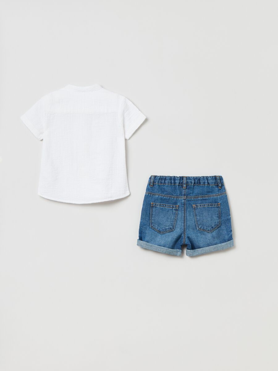 Set camicia e shorts in denim_1