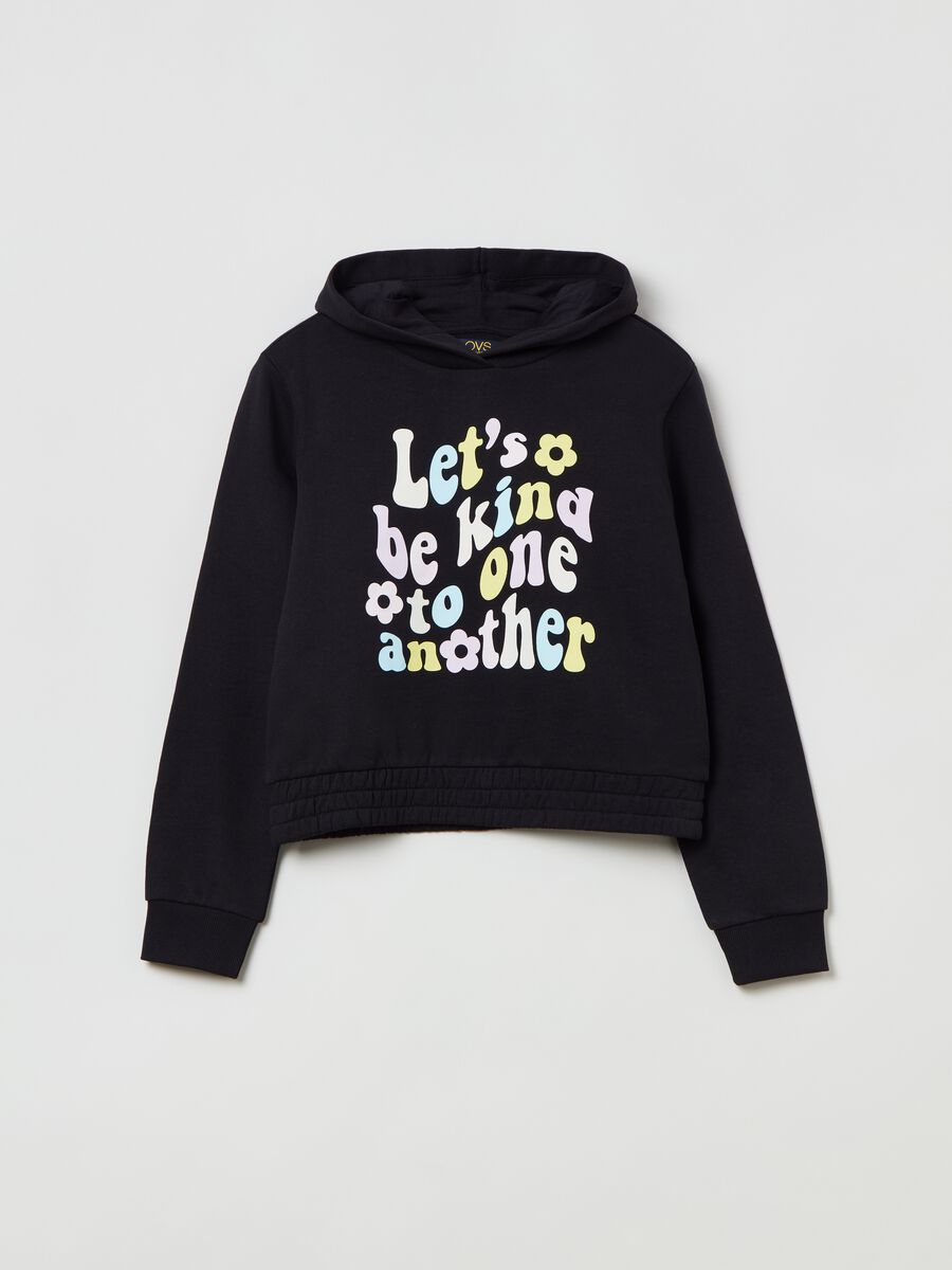 Cotton hoodie with printed lettering_0