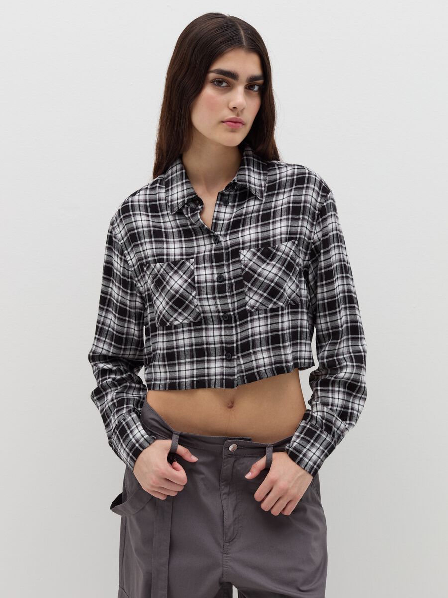 Crop shirt in check flannel_1