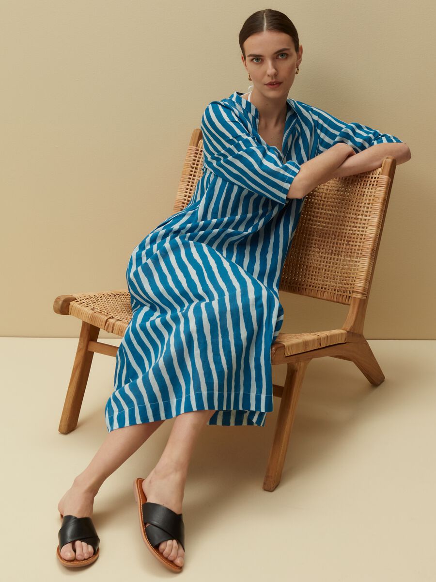 Long striped beach cover-up dress_0