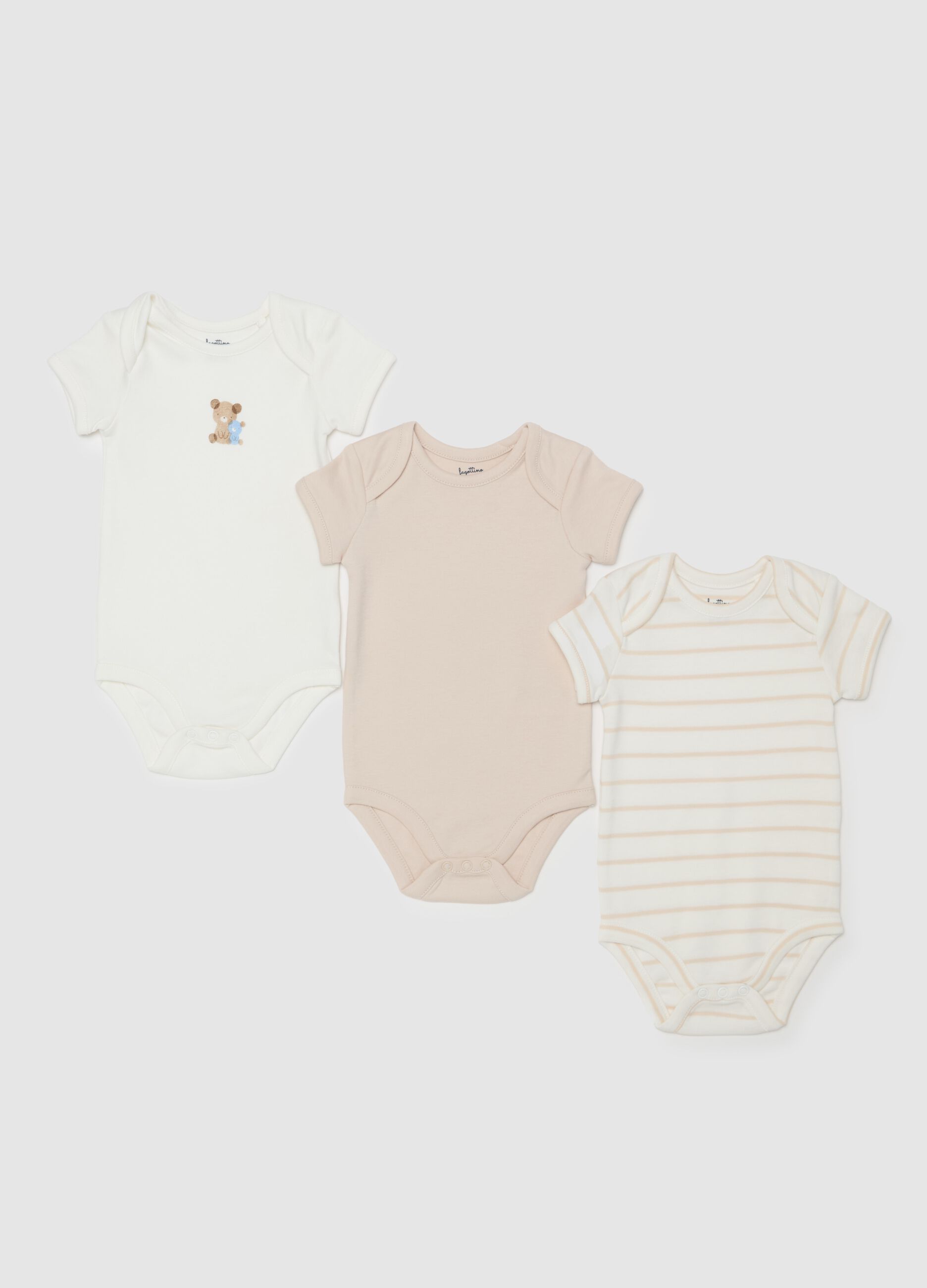 Three-pack bodysuits in organic cotton with print