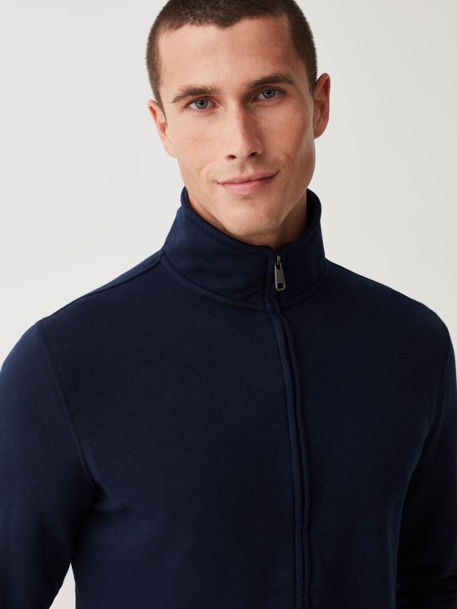 Full-zip in French Terry a collo alto_1