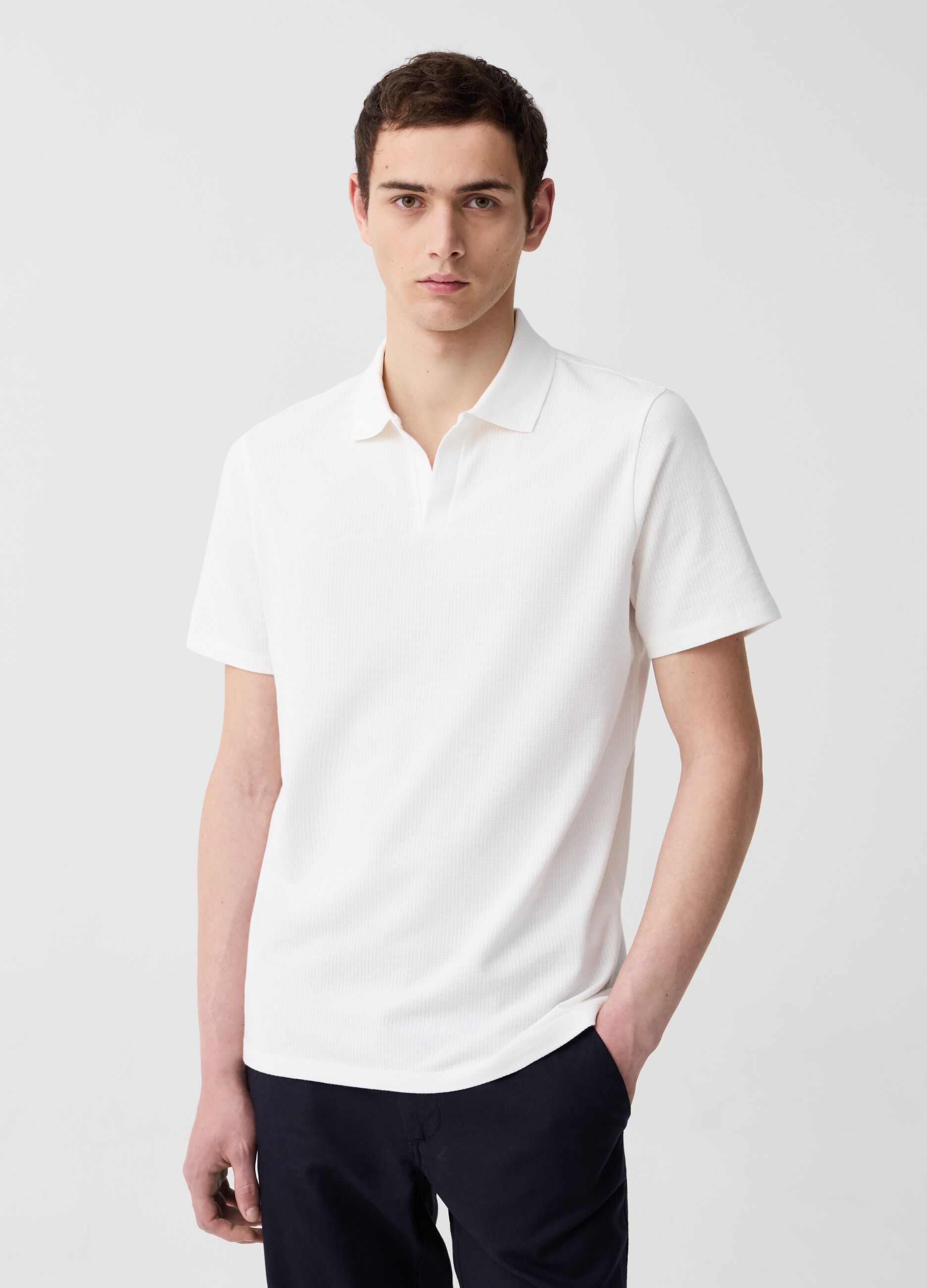 Ovs Maglia polo in cotone bio con trama lavorata