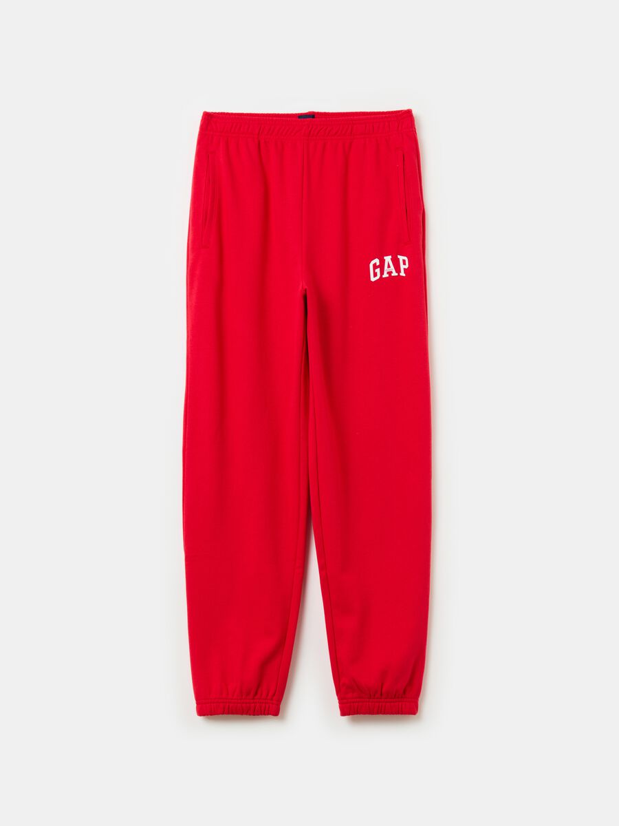 Fleece joggers with logo embroidery_0