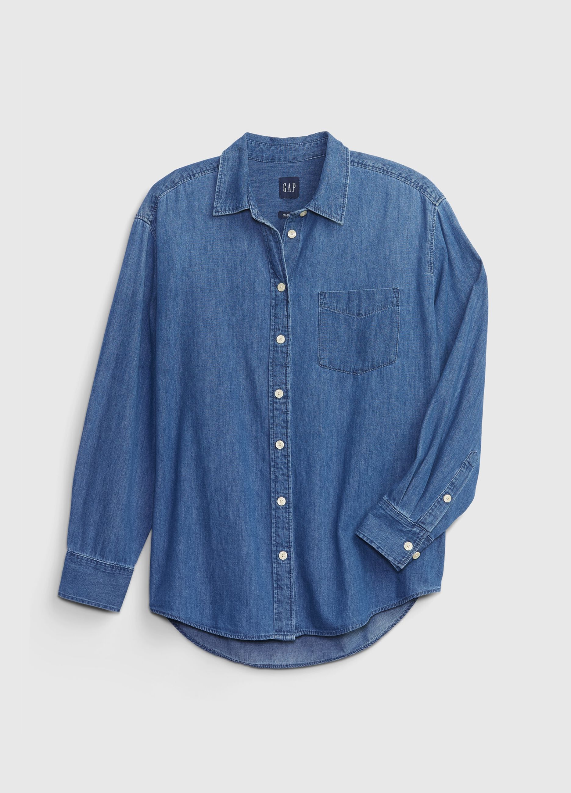 Oversized denim shirt with pocket