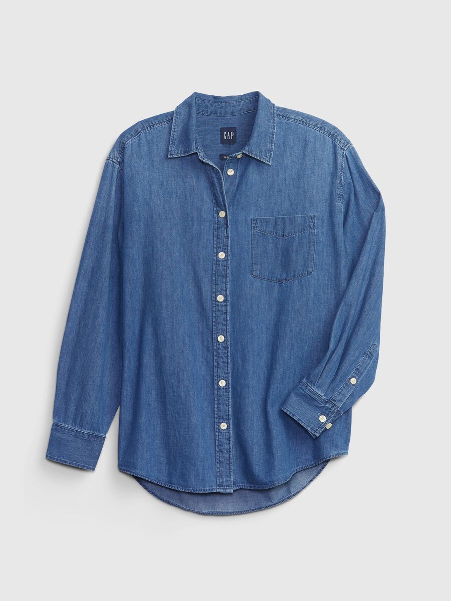 Oversized denim shirt with pocket_4