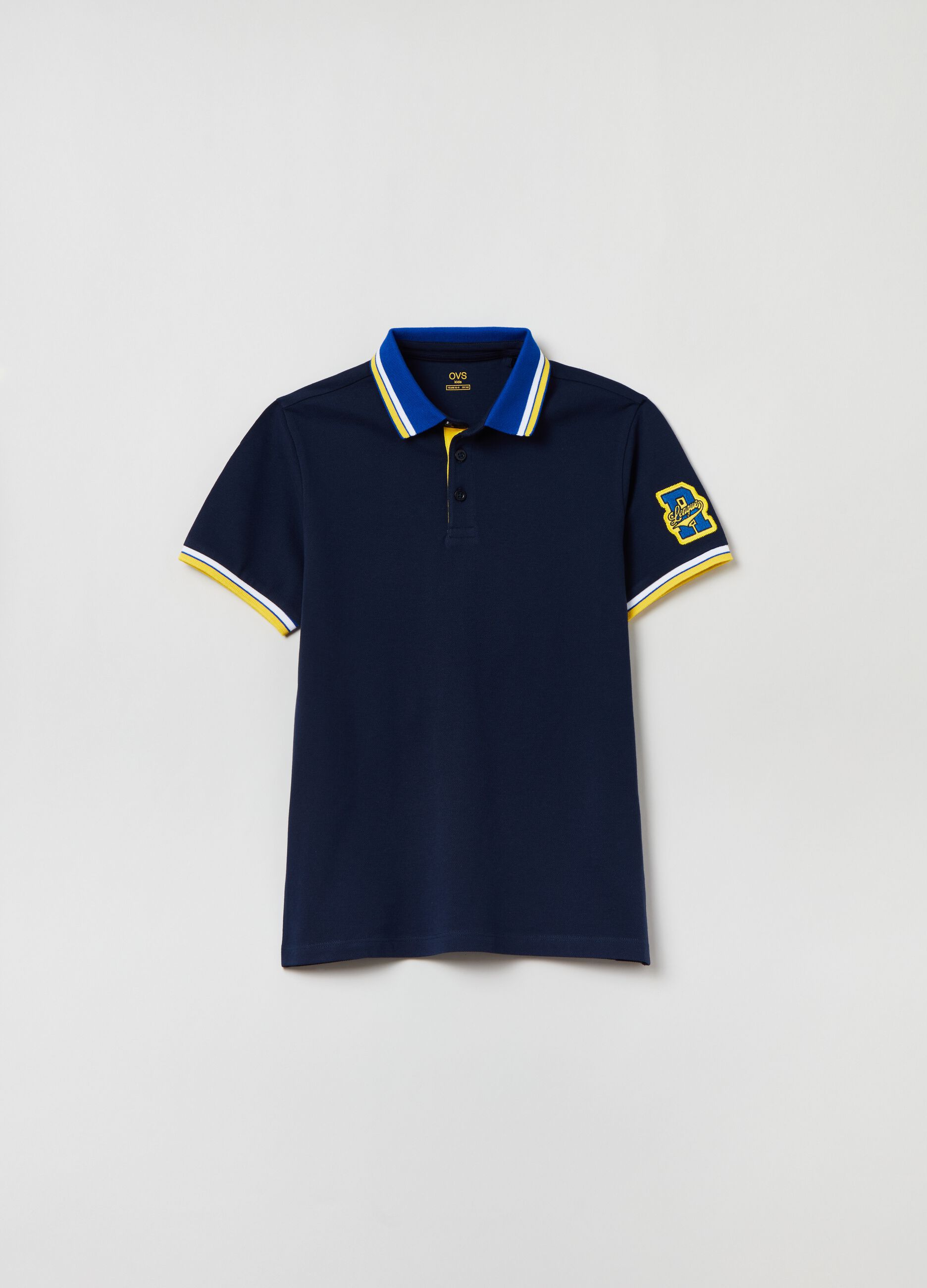 Piquet polo shirt with lettering patch