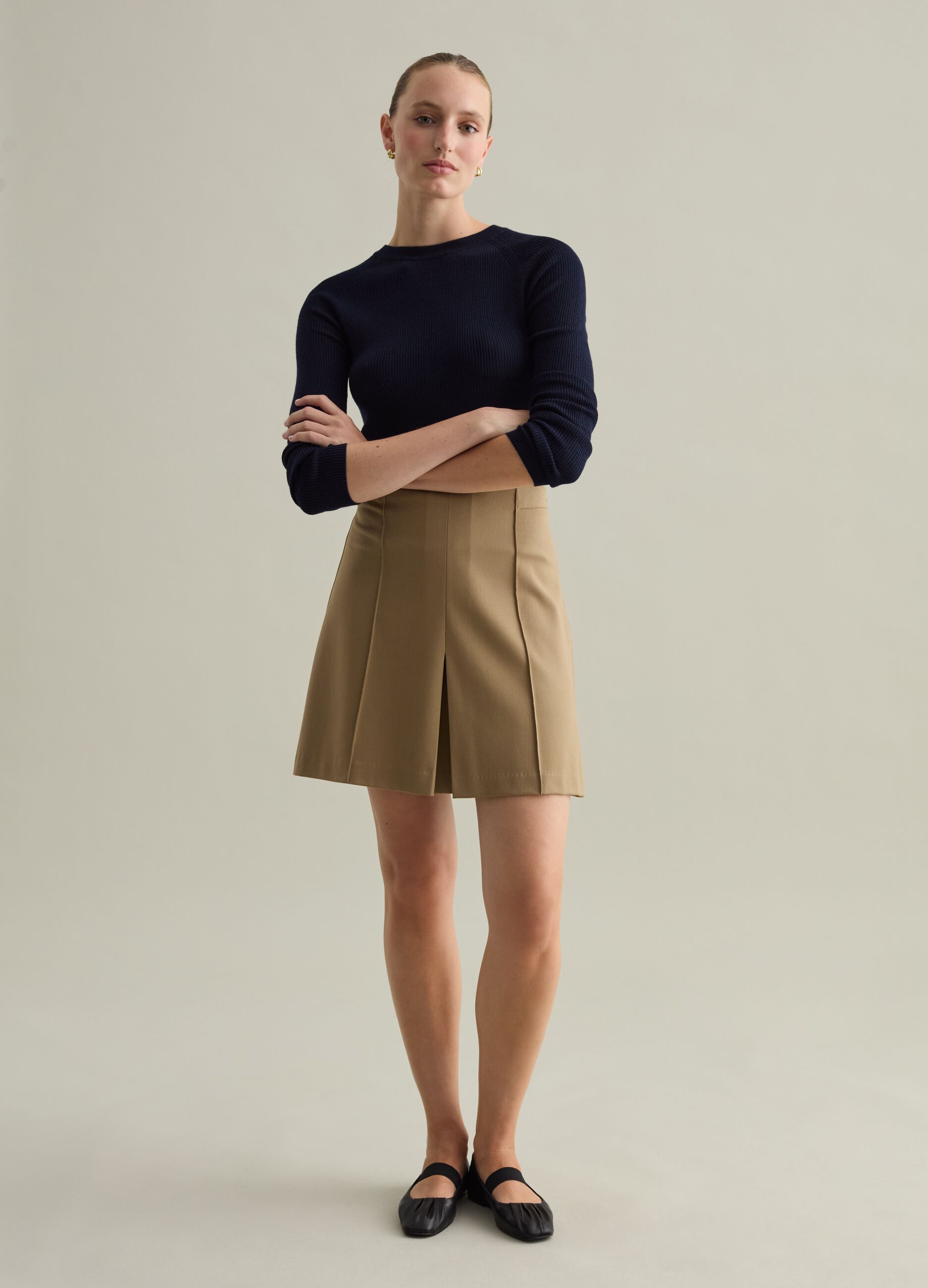 Contemporary ribbed top with raglan sleeves