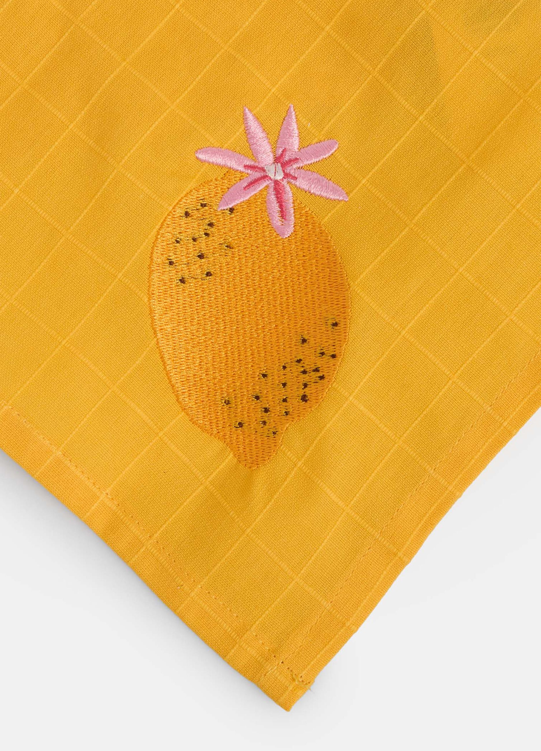 Cotton tea towel with embroidery