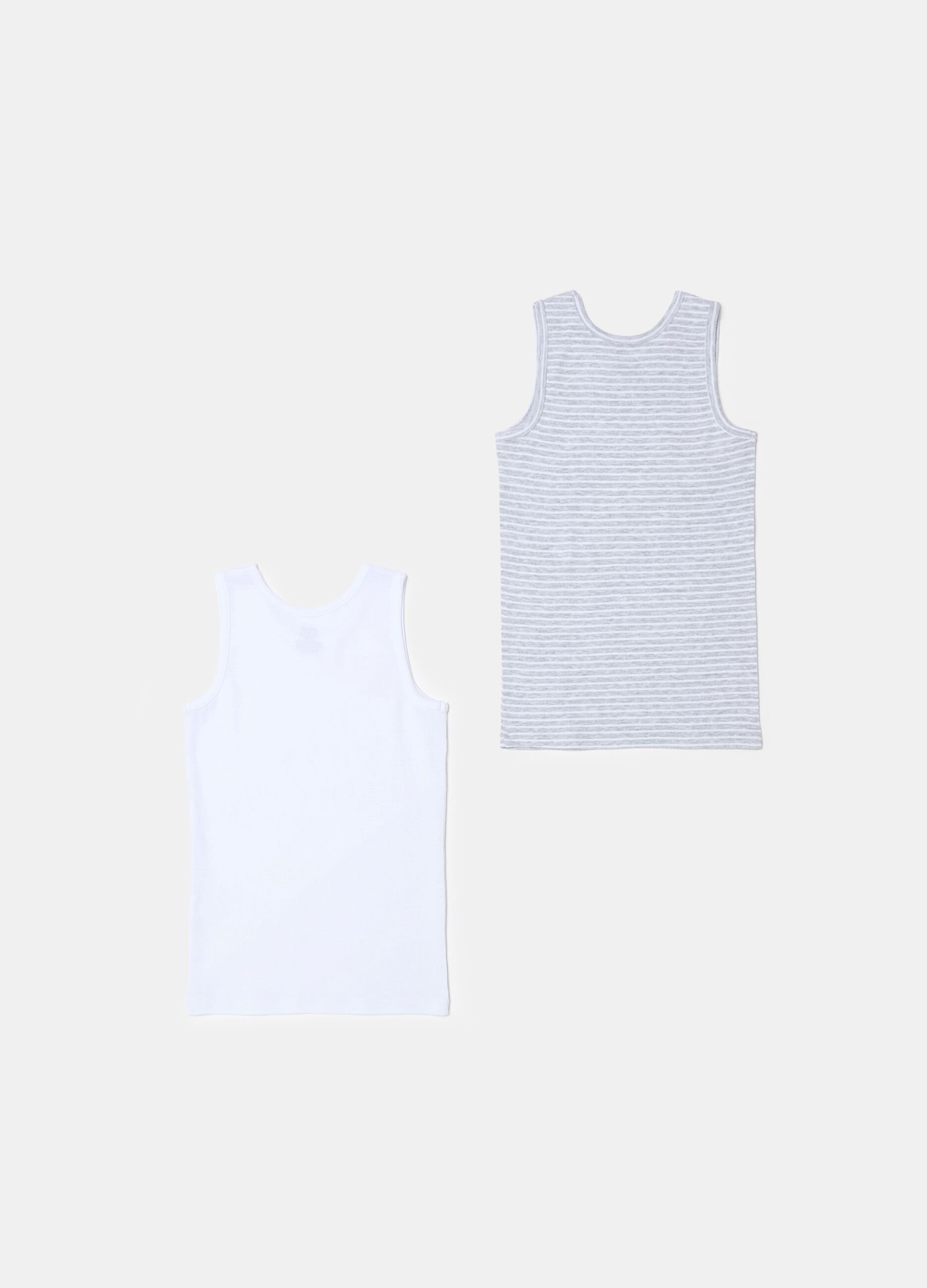 Two-pack racerback vests with striped pattern