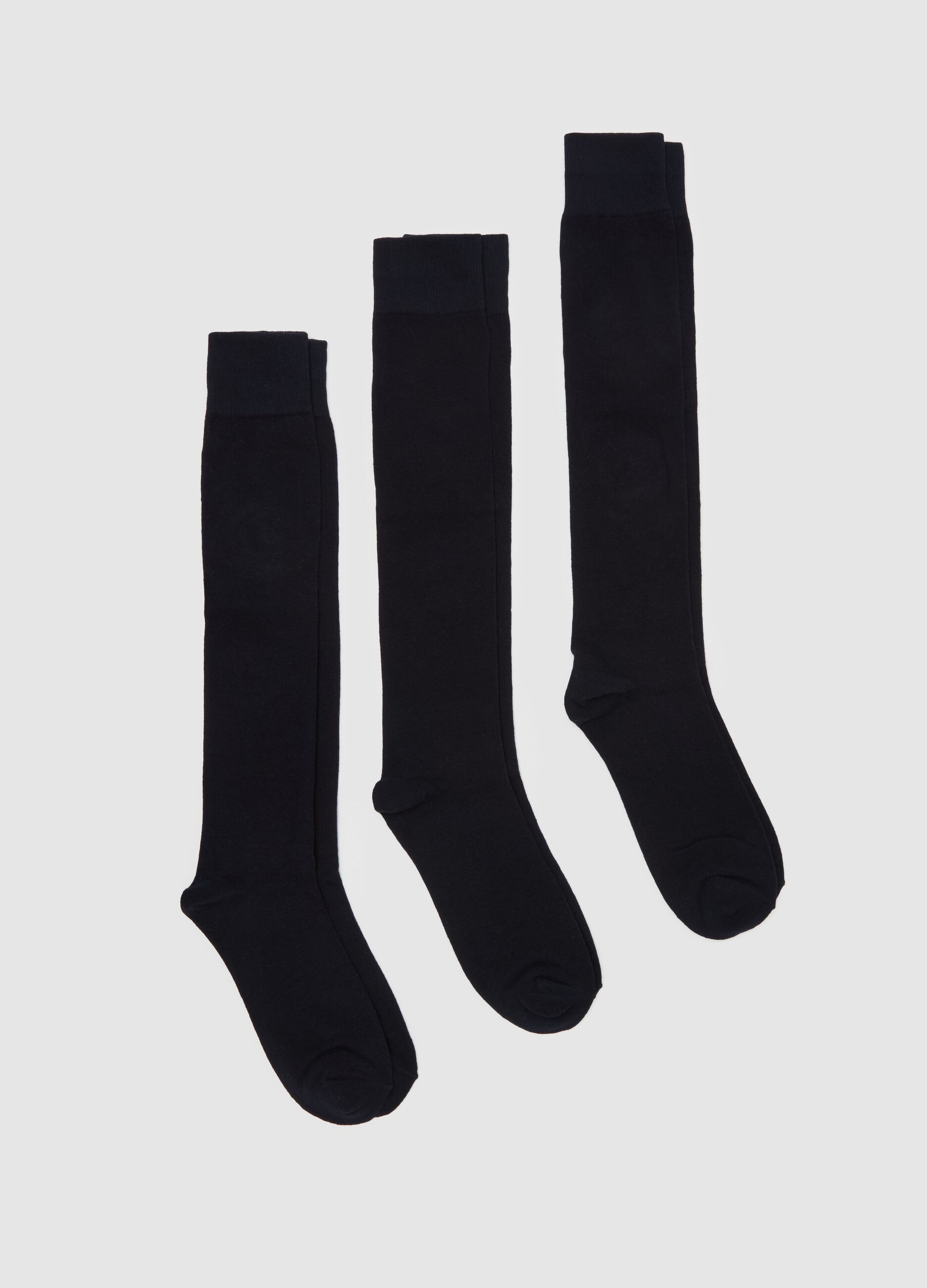 Three-pair pack long socks in organic cotton