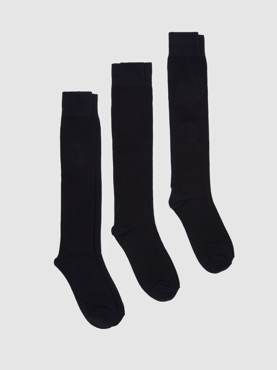 Three-pair pack long socks in organic cotton_0