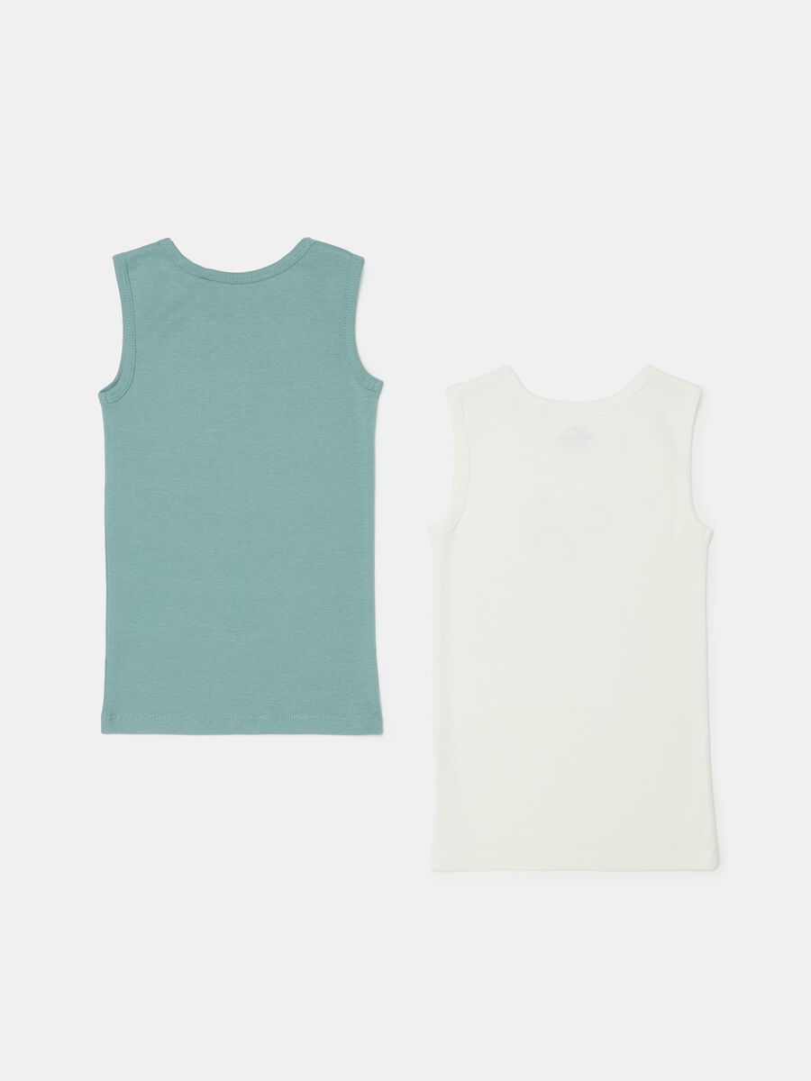 Two-pack racerback vests in organic cotton with print_1