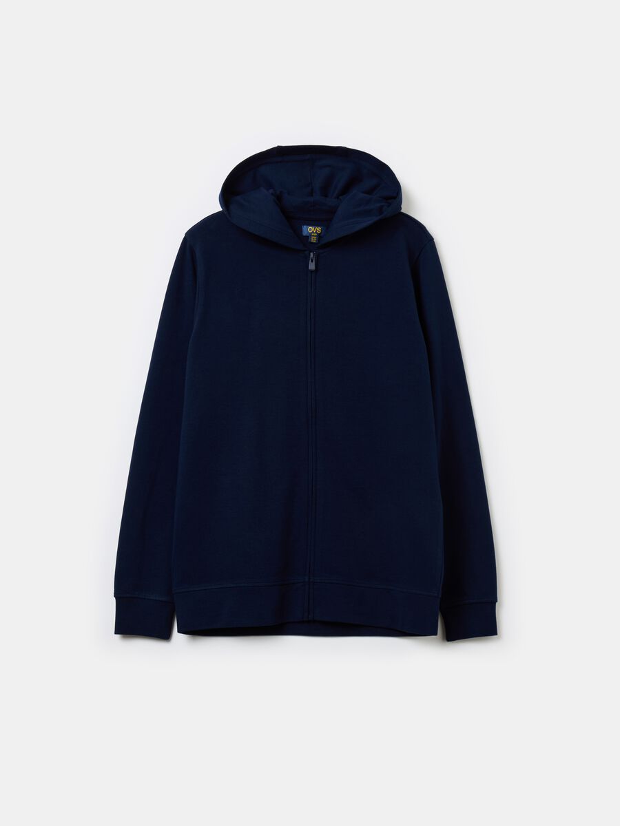 Solid colour full-zip sweatshirt with hood_0