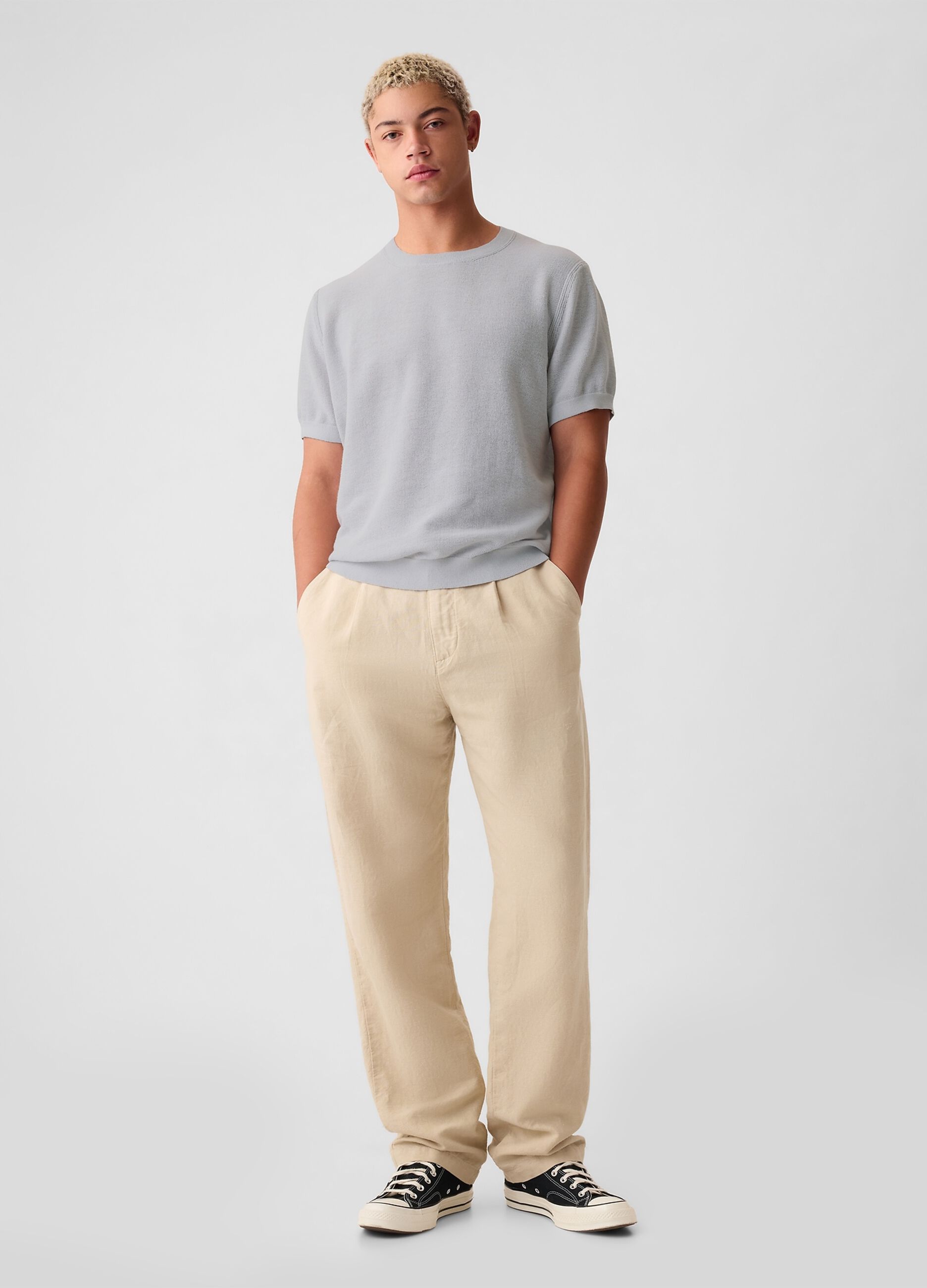 Linen blend knit T-shirt