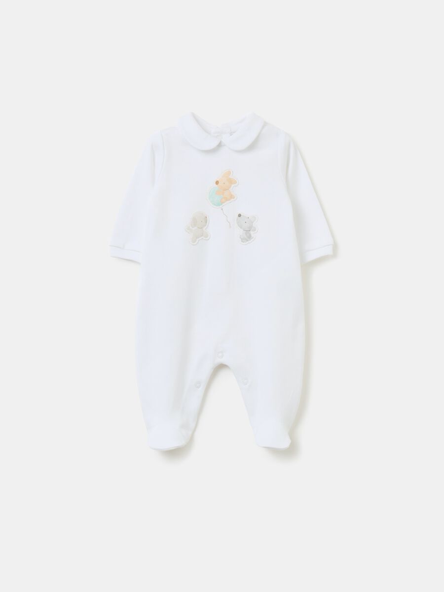 Organic cotton onesie with feet and application_0