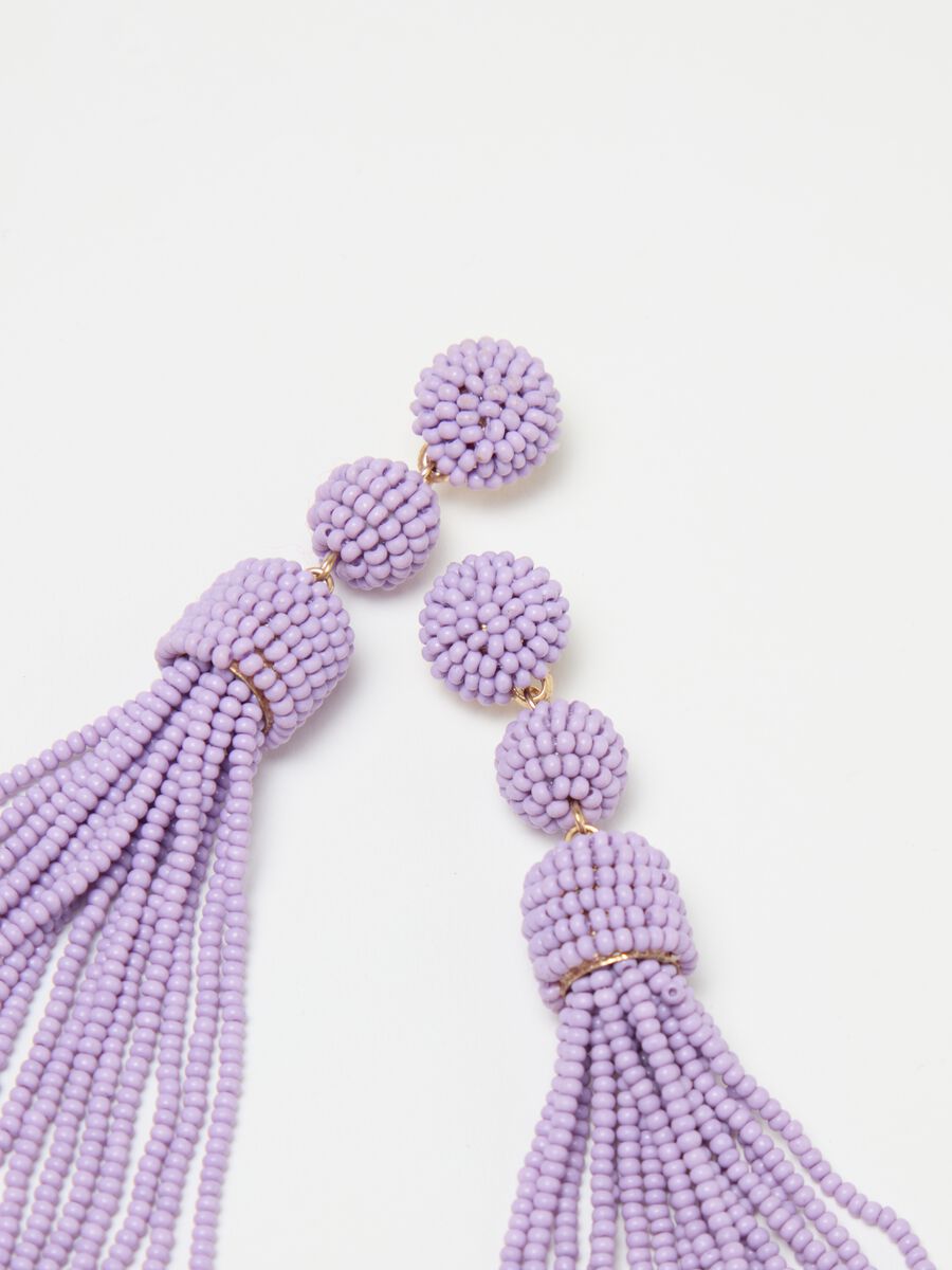 Pendant earrings with beads and fringing_2
