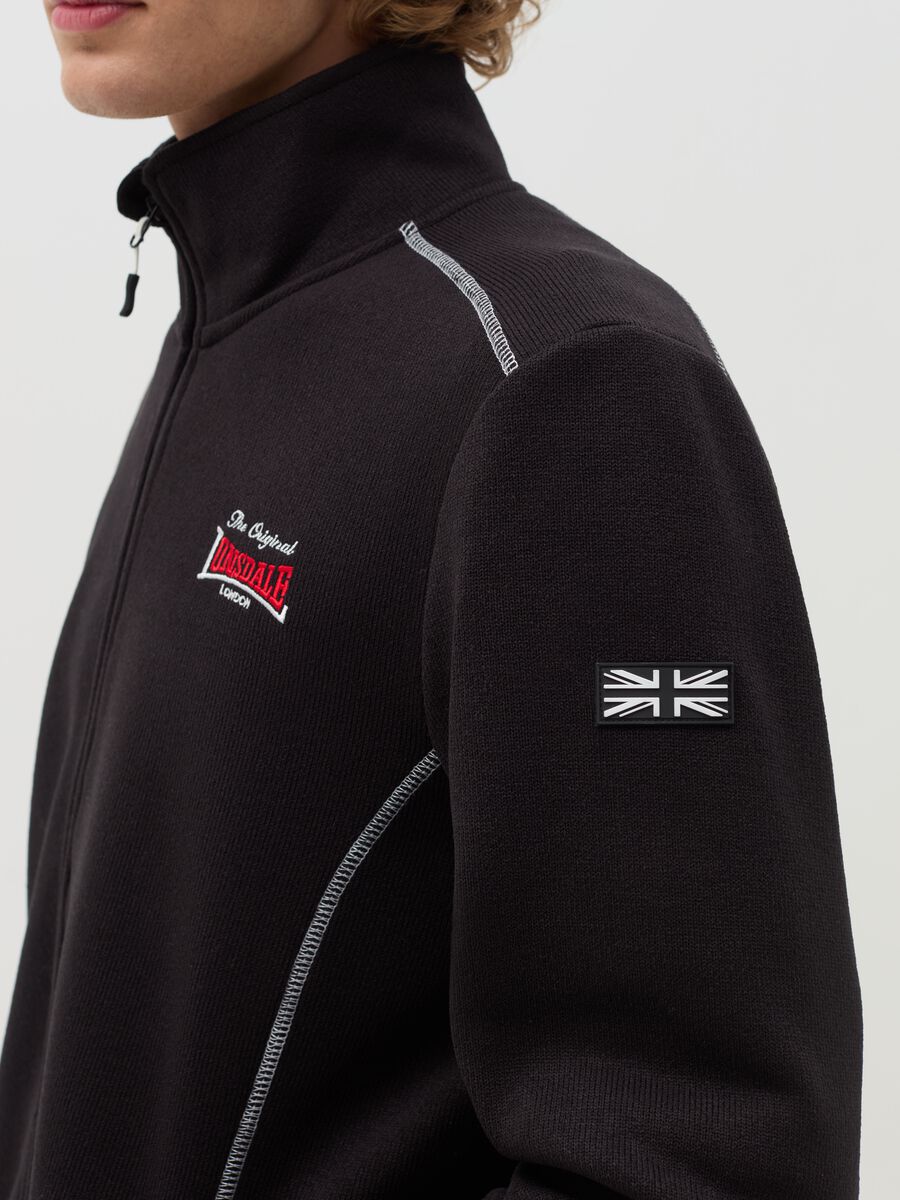 Full-zip sweatshirt with high neck, embroidery and logo patch_3