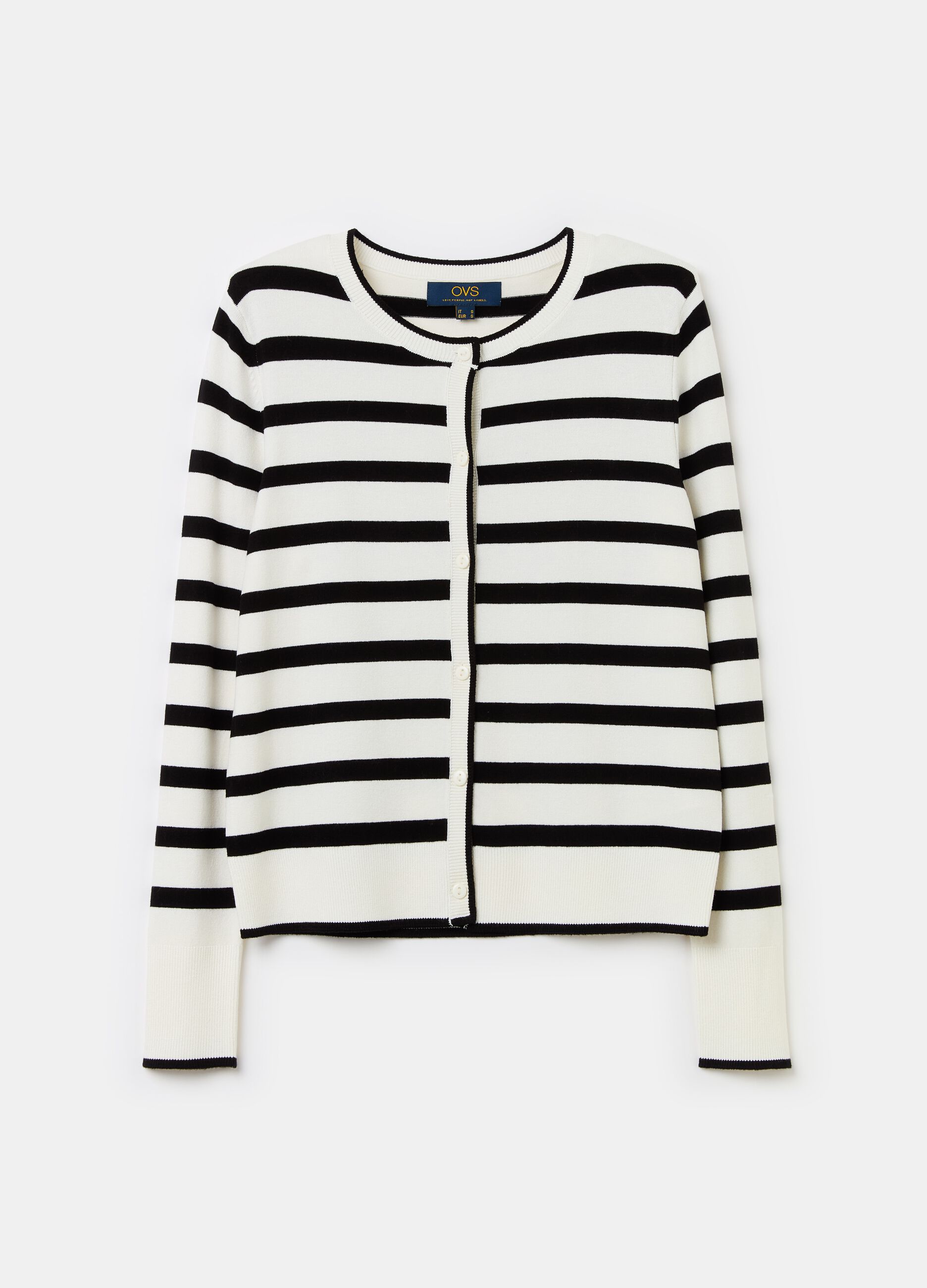 Striped cardigan with round neck