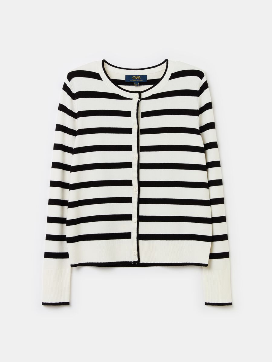 Striped cardigan with round neck_4