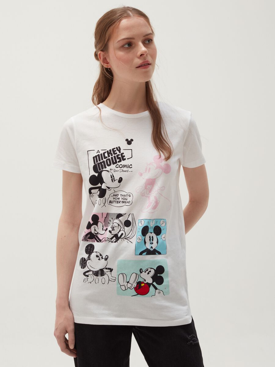 Cotton T-shirt with Disney Mickey Mouse print_0