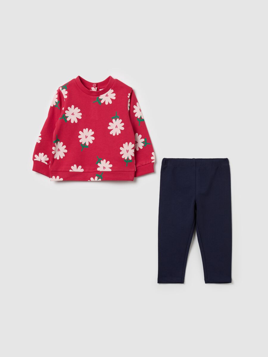 Jogging set with top with flowers print_0