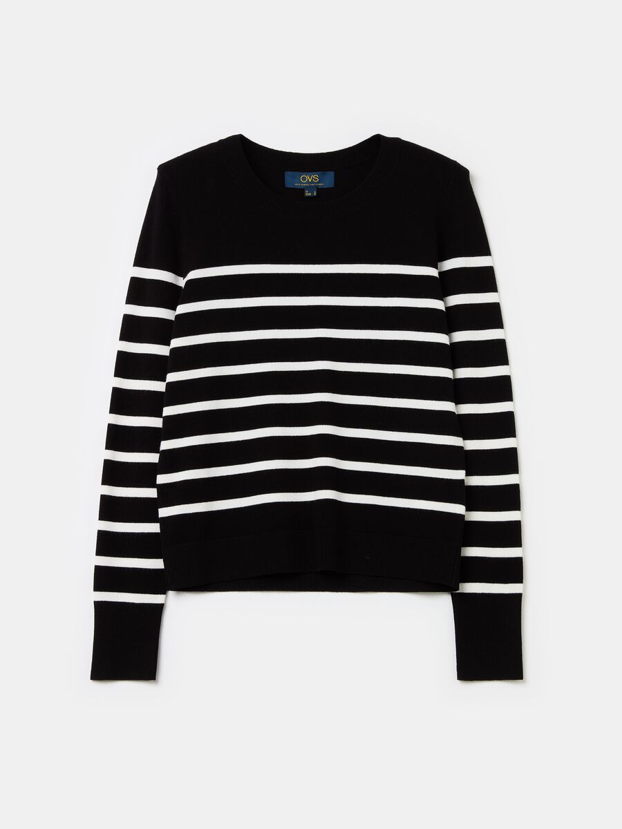 Long-sleeved striped knit shirt_4