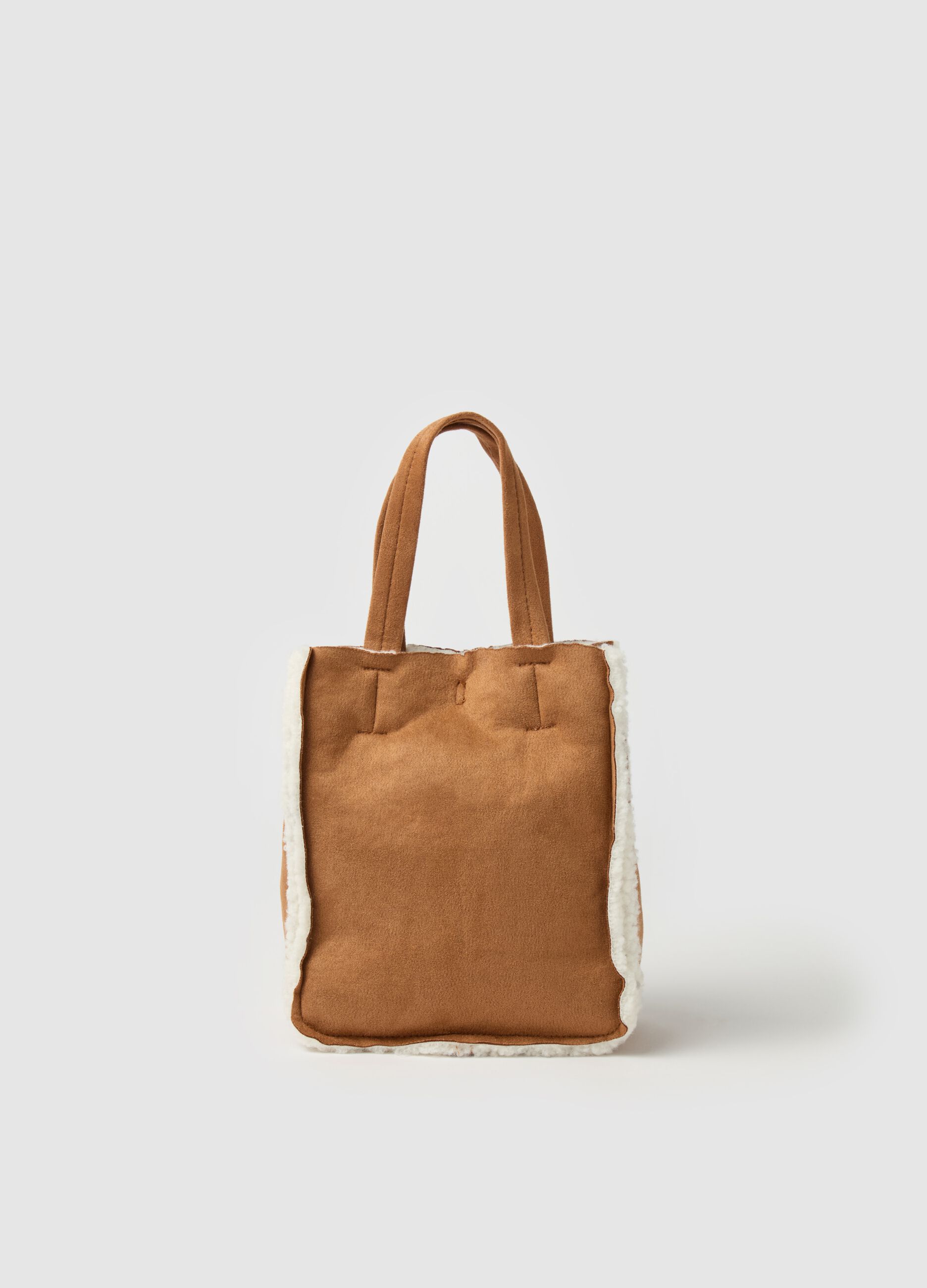 Mini tote bag con interno in sherpa