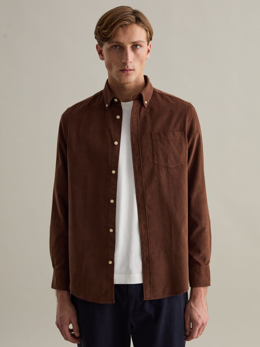 Camicia in corduroy colletto button-down_1