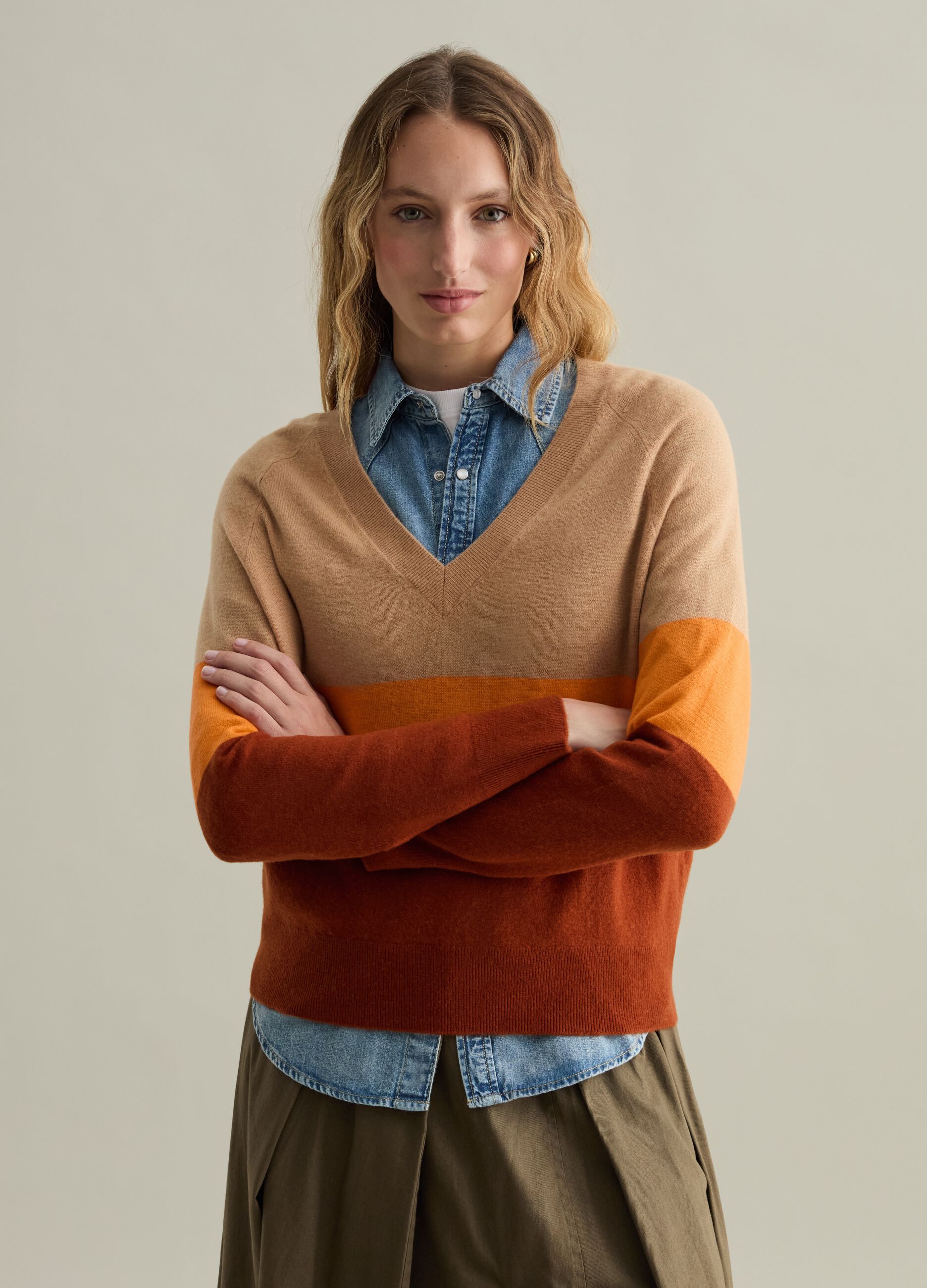 Pullover in lana colorblock