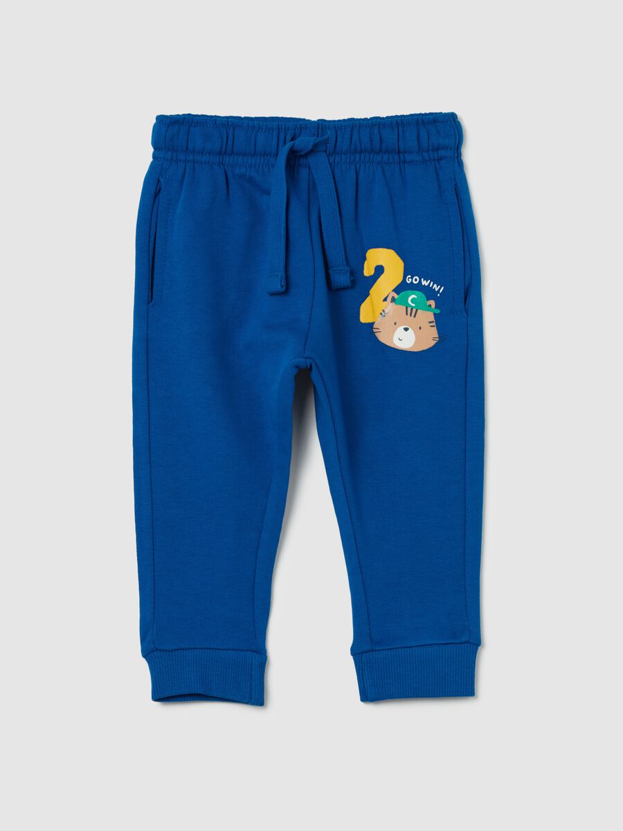 Fleece joggers with drawstring and print_0