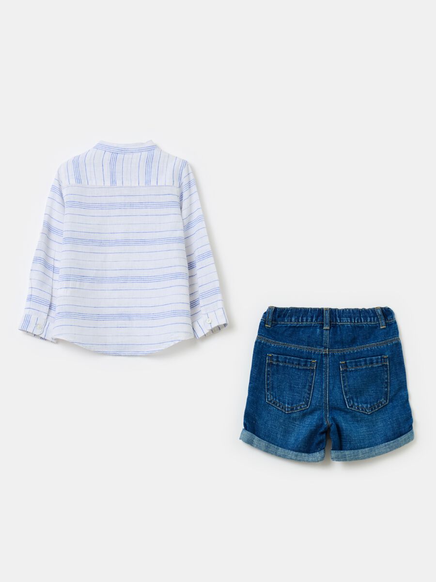 Cotton and linen shirt and Bermuda shorts set_1