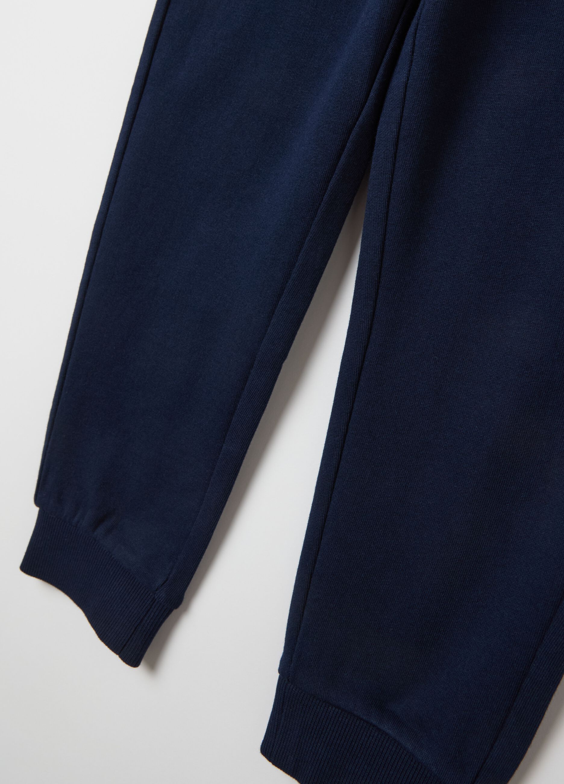 Fleece joggers with drawstring and college embroidery