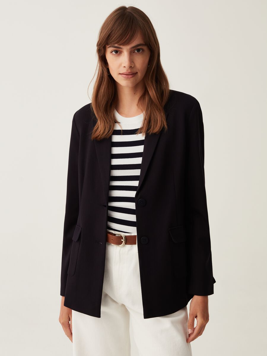 Single-breasted blazer with pockets_1