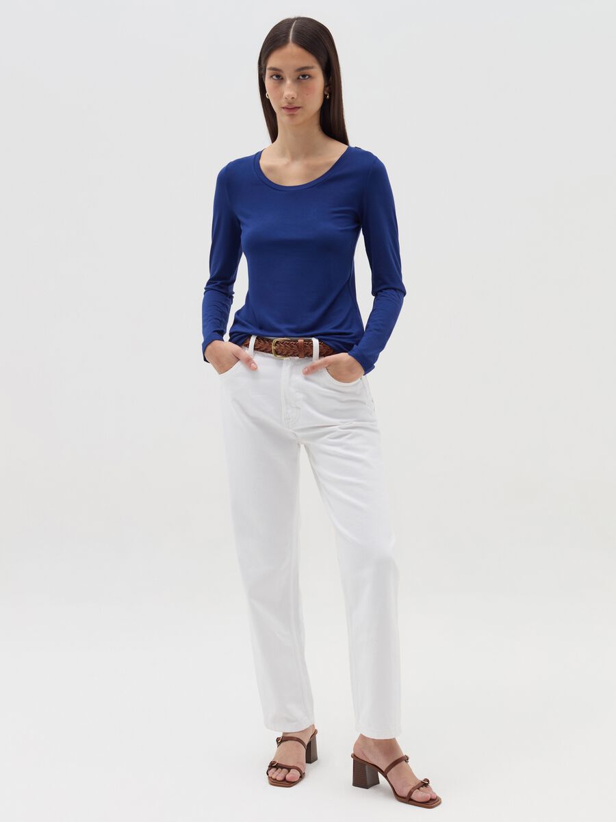 Long-sleeved T-shirt in stretch viscose_0