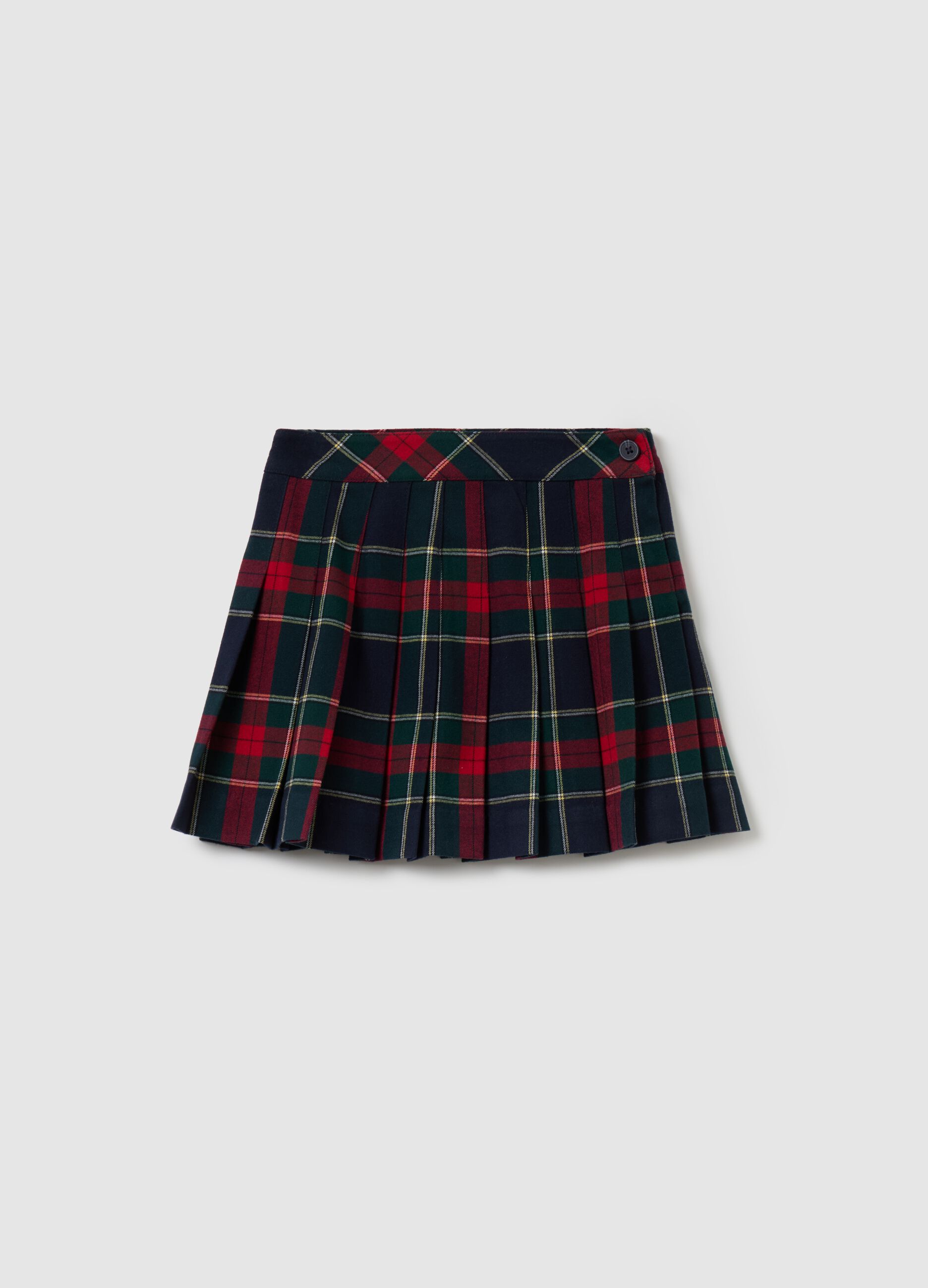 Pleated tartan miniskirt