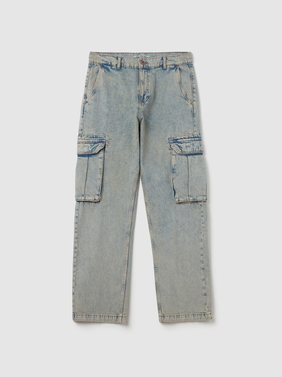 Acid wash cargo jeans_4