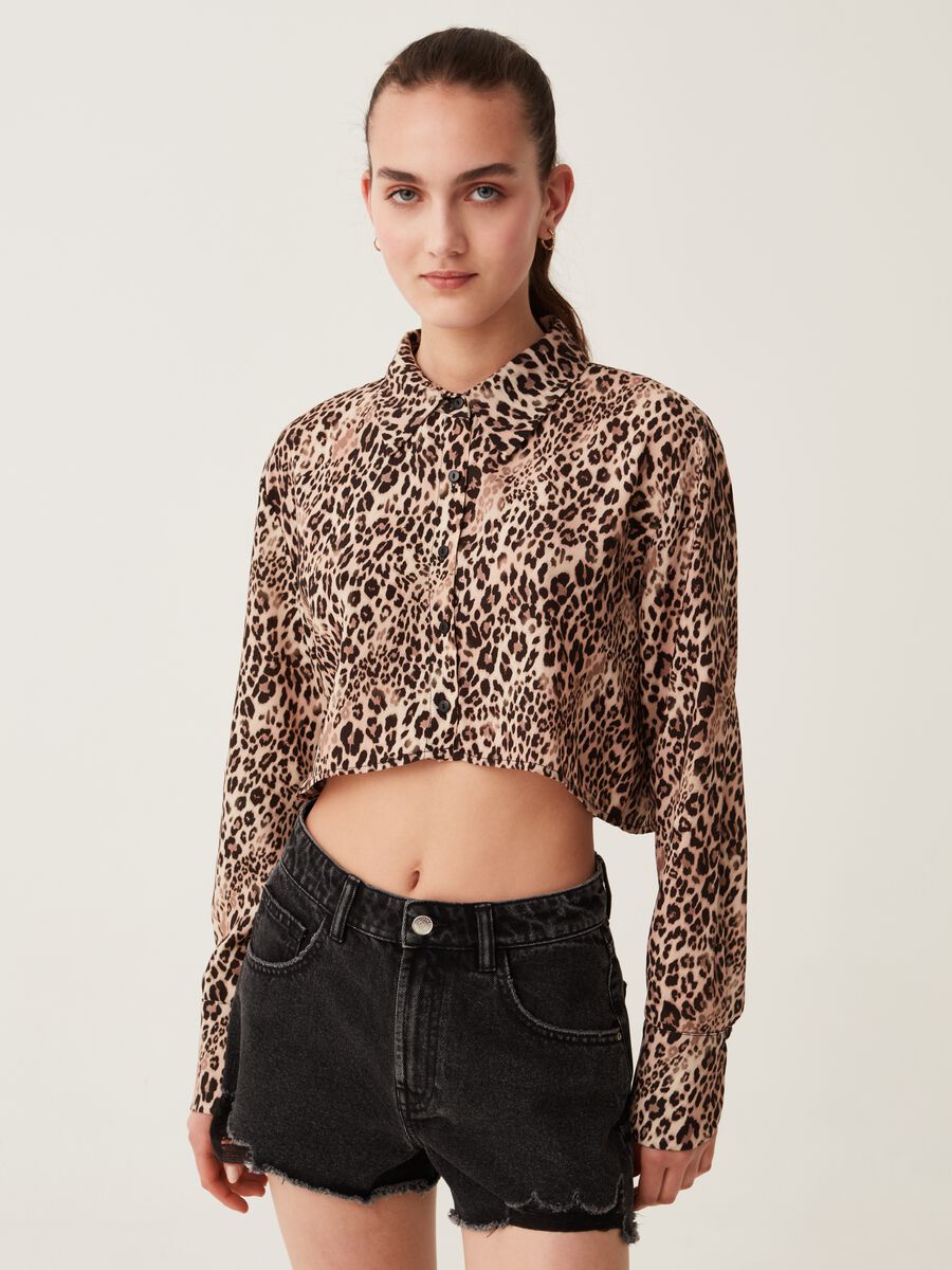 Zebra-print cropped blouse_0