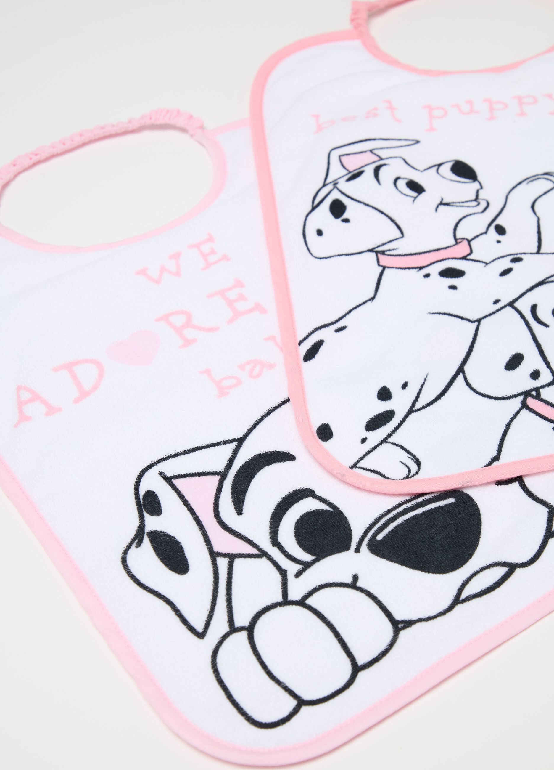 Three-pack 101 Dalmatians bibs with PEVA backing