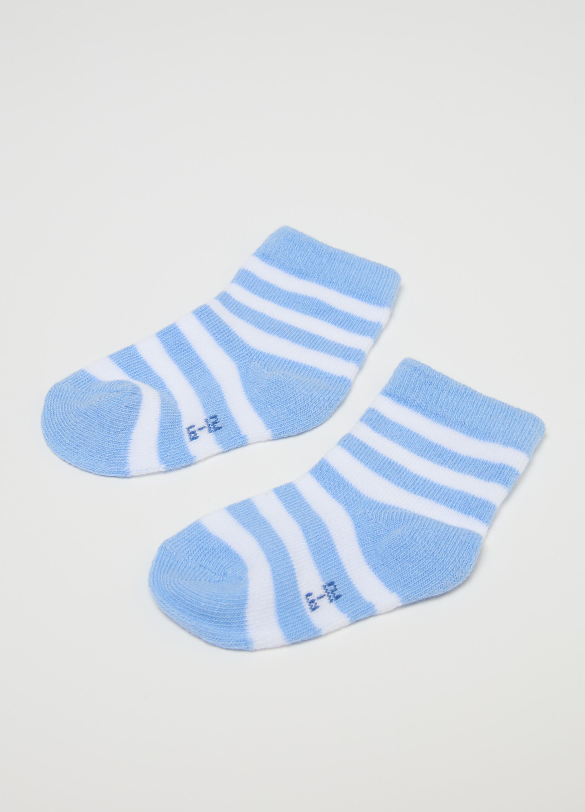 Three-pair pack socks in striped organic cotton