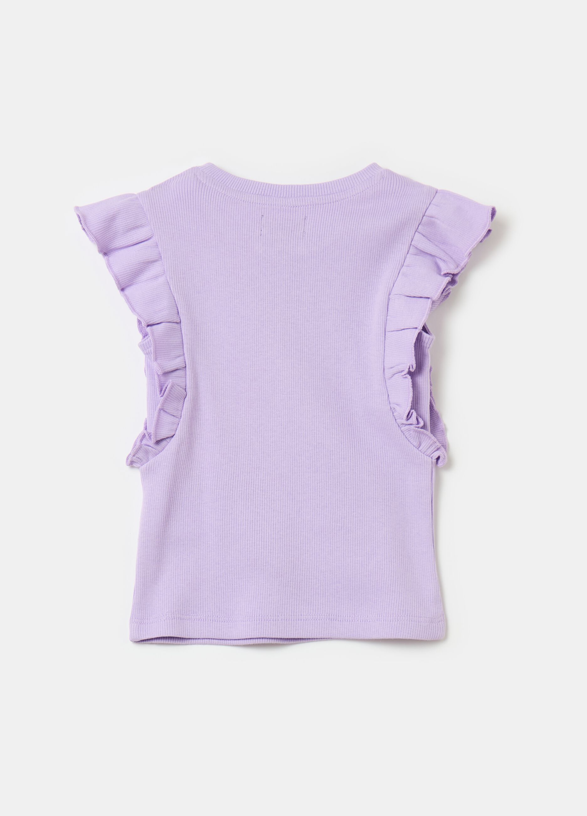 Ribbed T-shirt with flounce