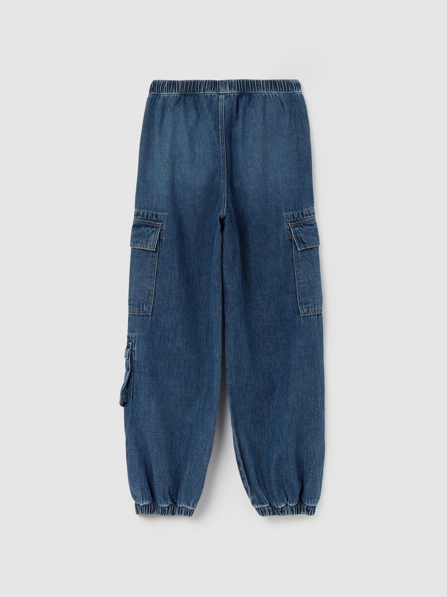 Parachute cargo joggers in denim_1