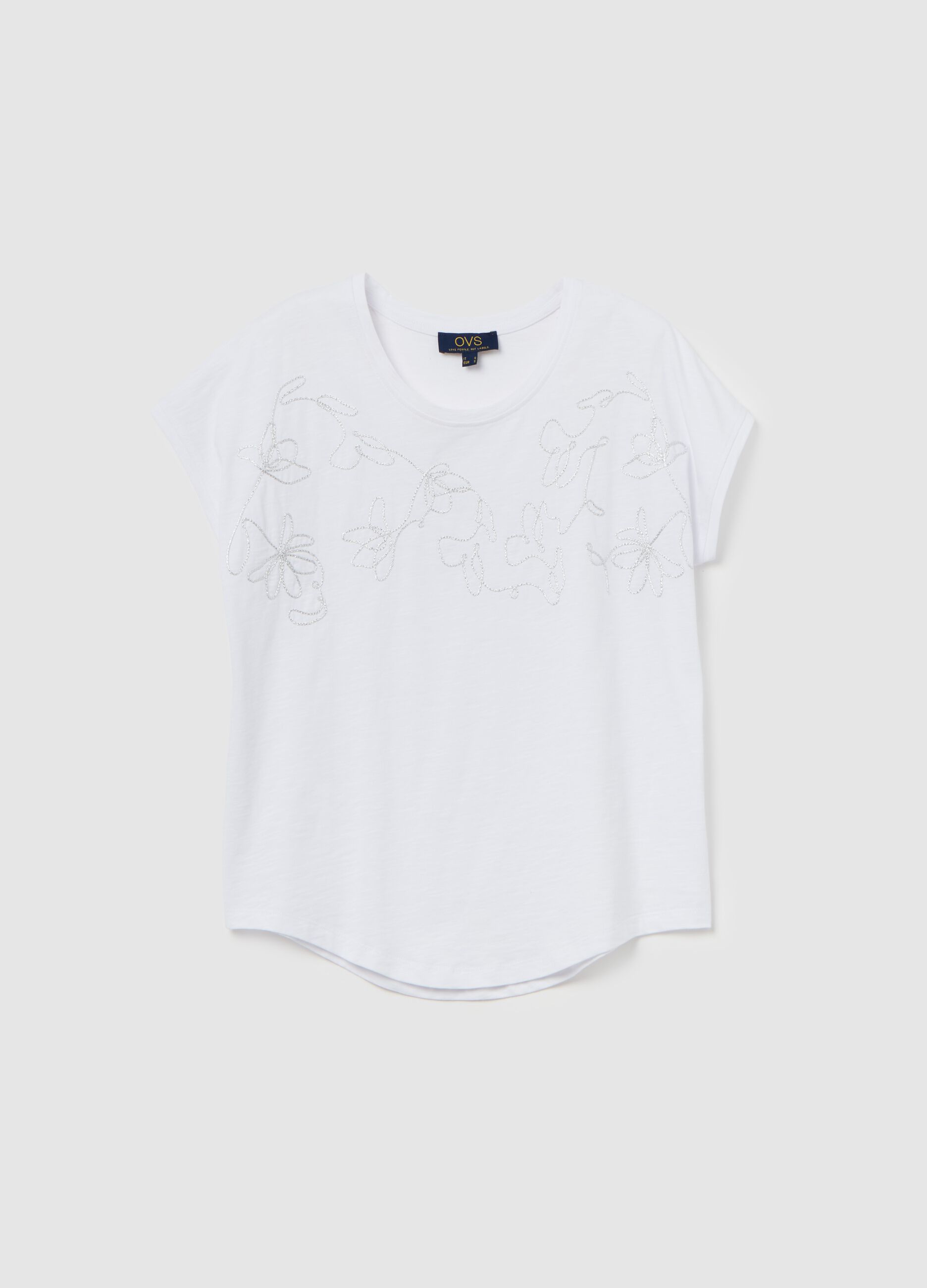 T-shirt with floral embroidery