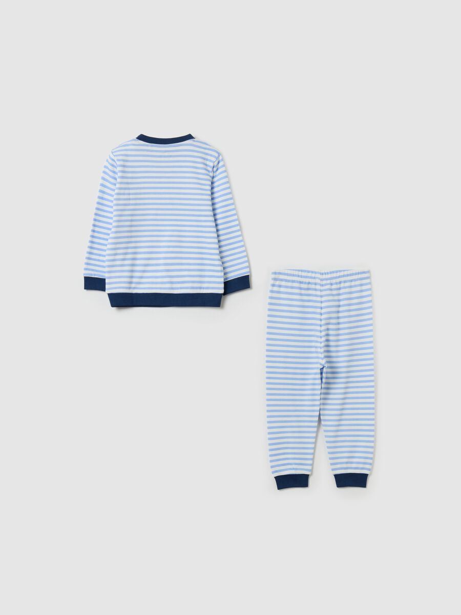 Striped organic cotton pyjamas with print_1