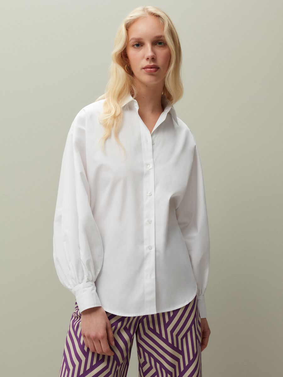 Poplin shirt with puff sleeves_1