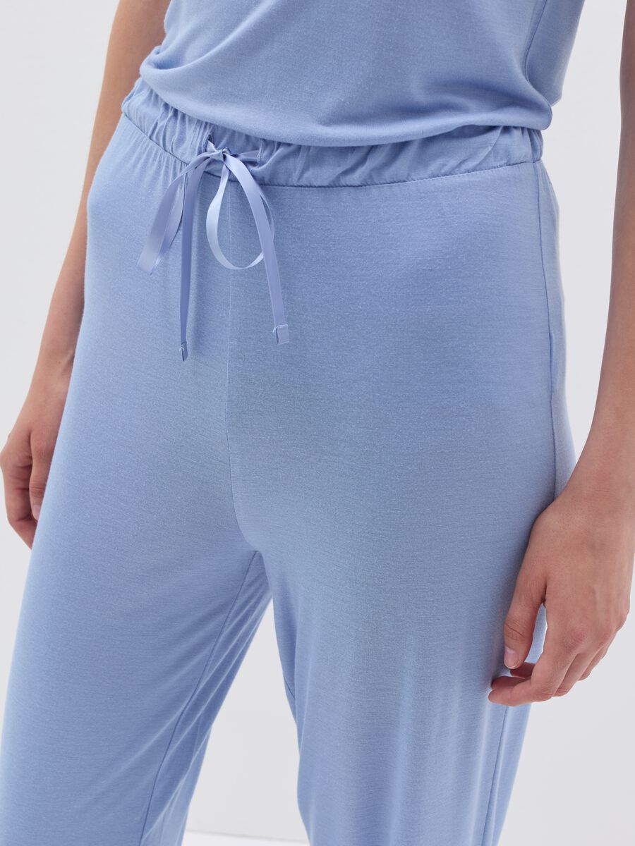 Viscose pyjama trousers with lace_3