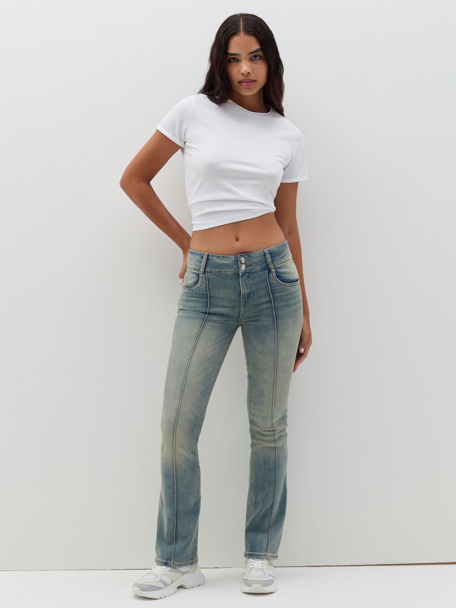 Flare-fit jeans with raised stitching_0