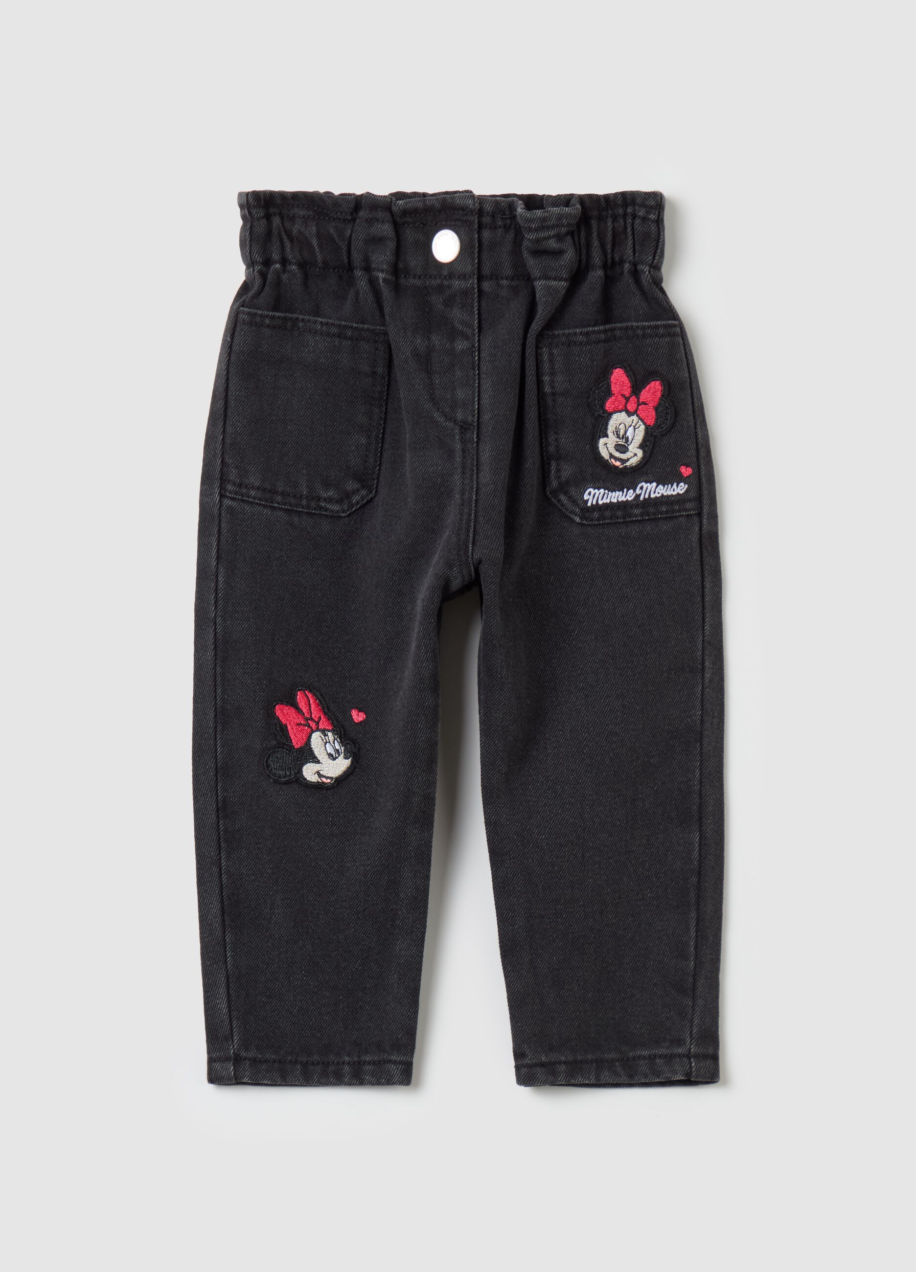 Jeans paper bag con patch Minnie