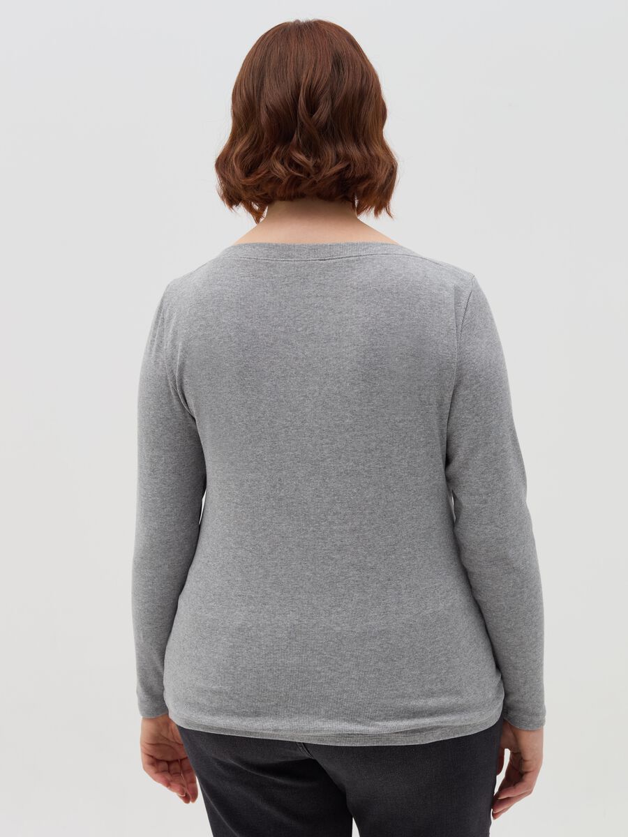 Curvy ribbed T-shirt with boat neck_3